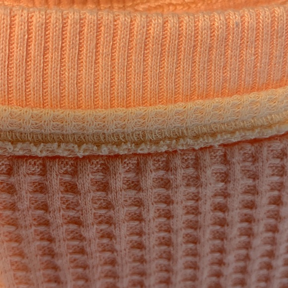 fp movement orange thermal long sleeve cropped waffle knit top. Free people. S - Picture 4 of 13